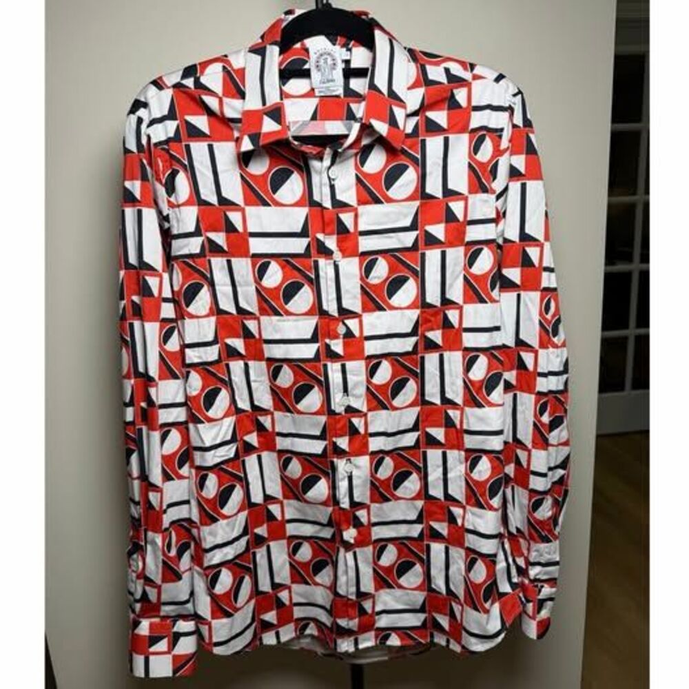 Double J Editions with Mantero Long Sleeve Button Up Geometric Size Large - Picture 2 of 6